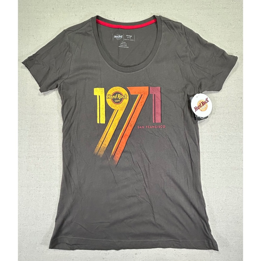Hard Rock Cafe NWTs Women's XL  T-Shirt Heritage 1971 San Francisco Brown